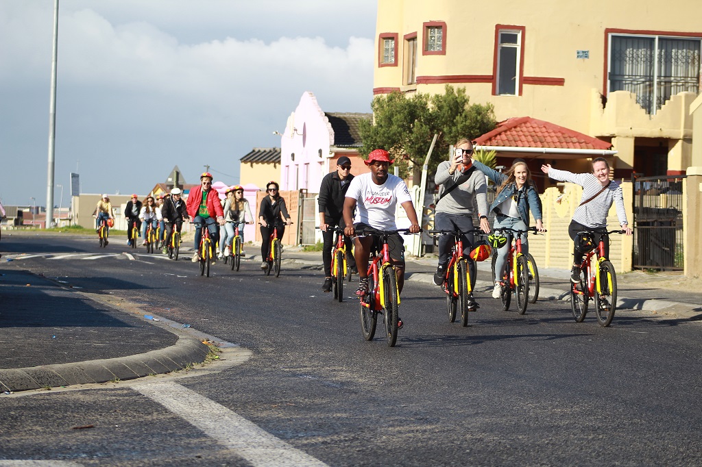 Cyclists on a township cycling tour